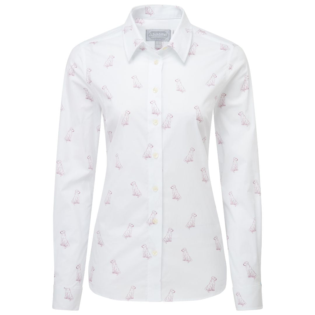 Schoffel Women's Norfolk Shirt in Wine Labrador Print