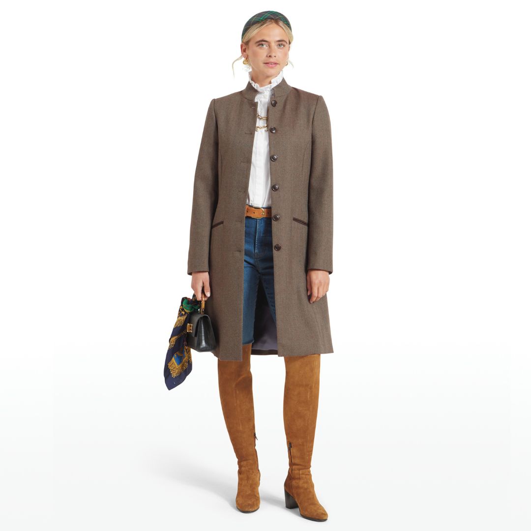 Schoffel Women's Portree Herringbone Tweed Jacket in Loden Green
