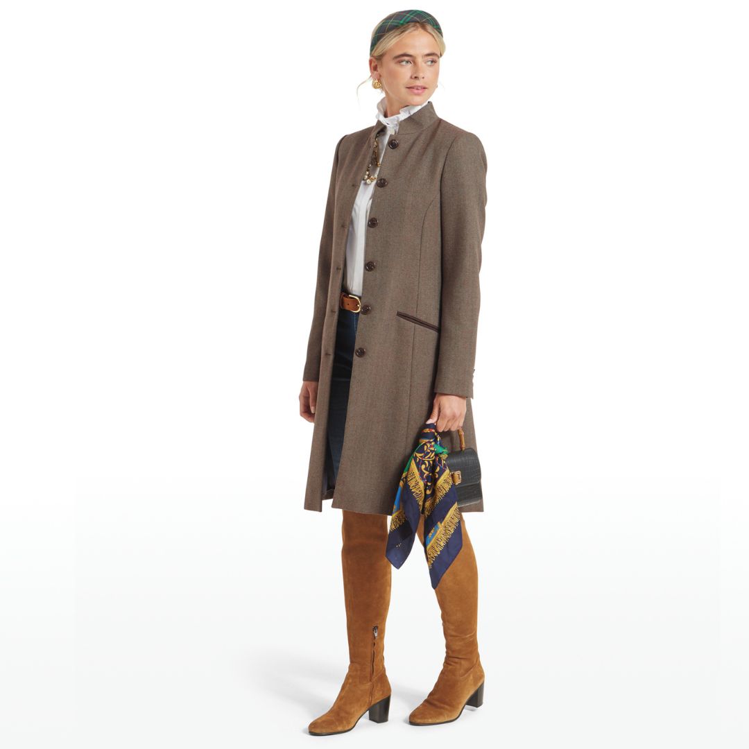 Schoffel Women's Portree Herringbone Tweed Jacket in Loden Green