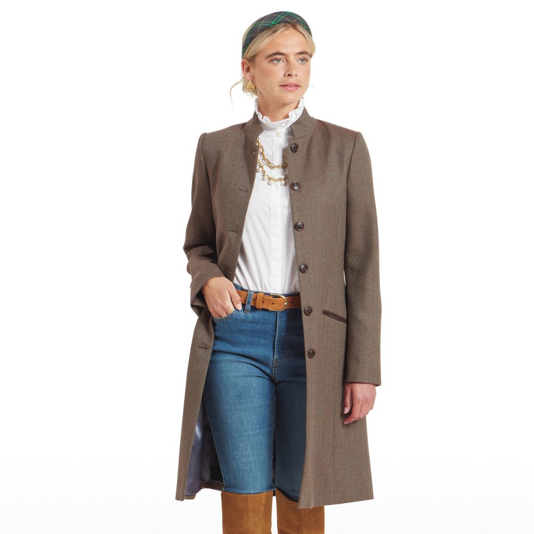 Schoffel Women's Portree Herringbone Tweed Jacket in Loden Green
