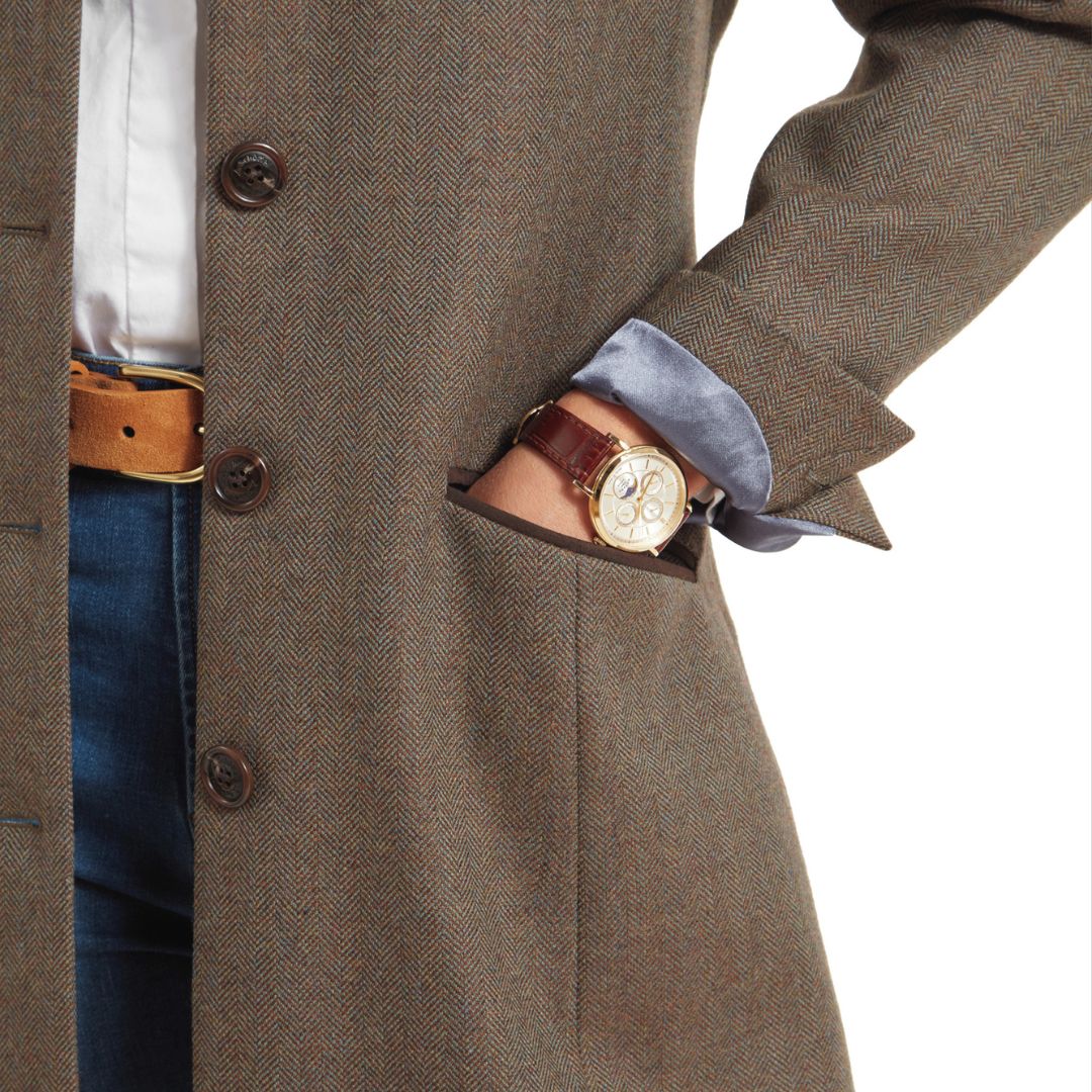 Schoffel Women's Portree Herringbone Tweed Jacket in Loden Green