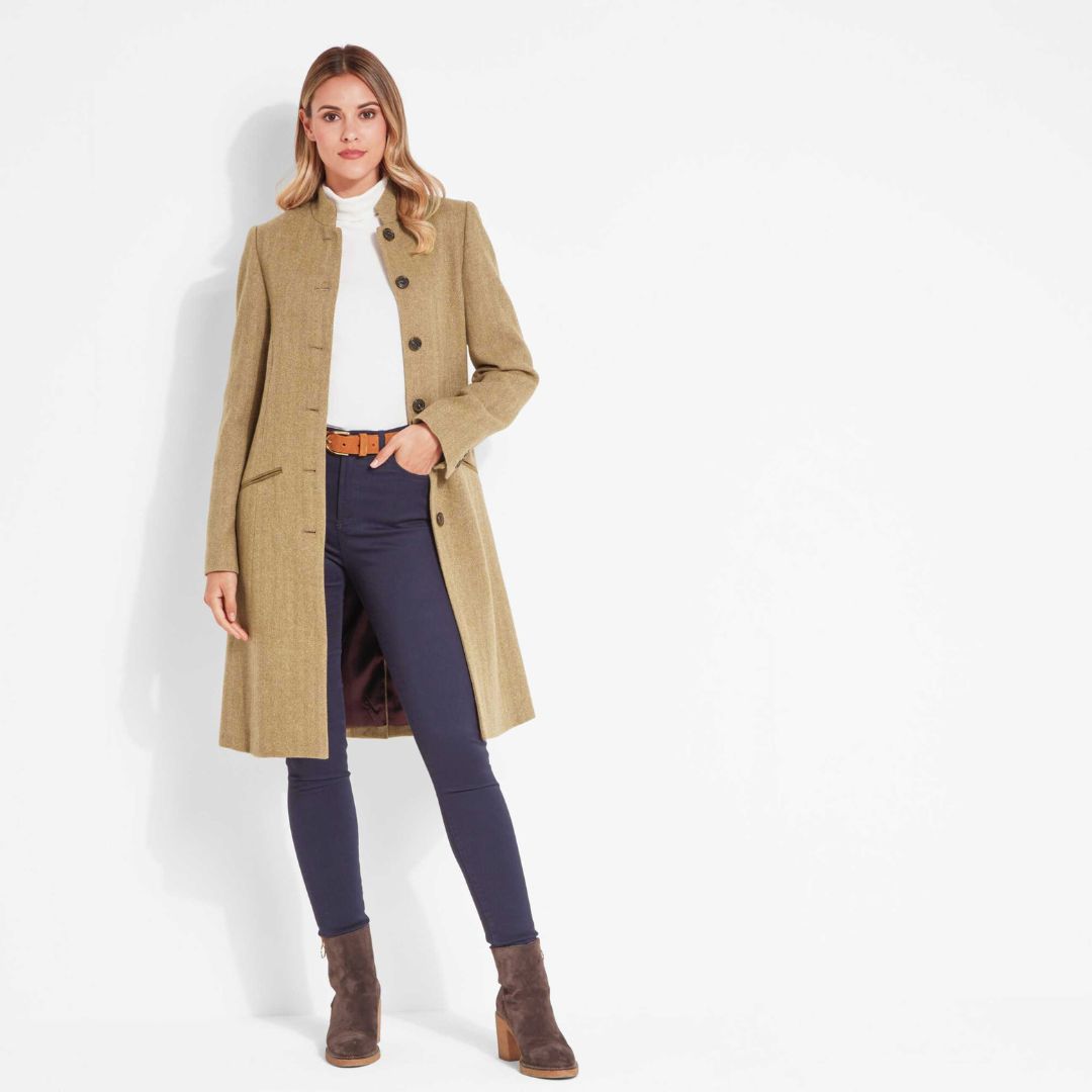 Schoffel Women's Portree Herringbone Tweed Jacket in Oak