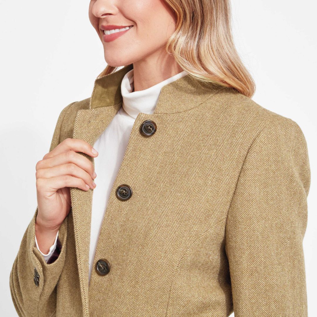 Schoffel Women's Portree Herringbone Tweed Jacket in Oak