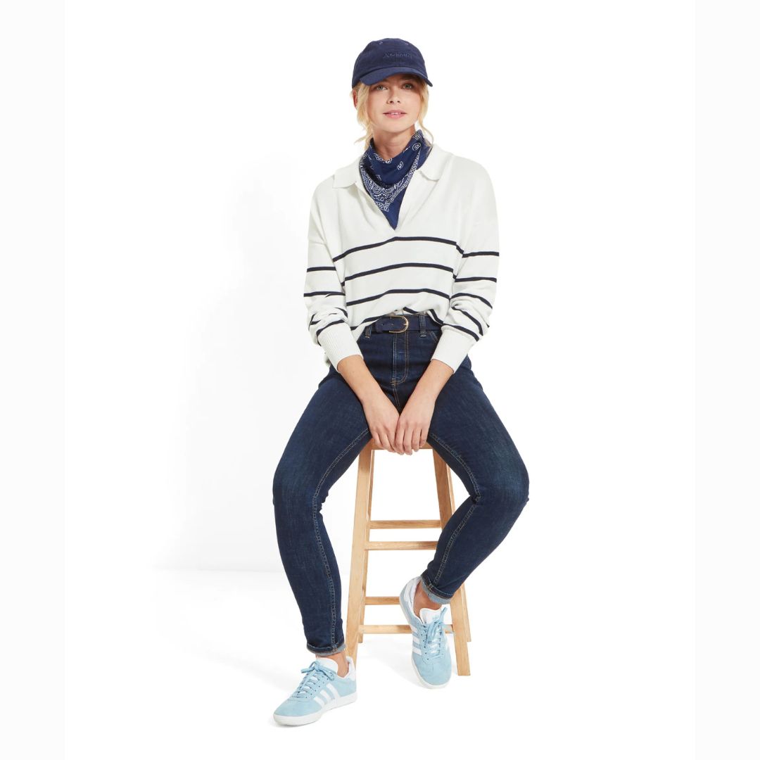 Schoffel Women's Roseland Jumper in Soft White & Navy