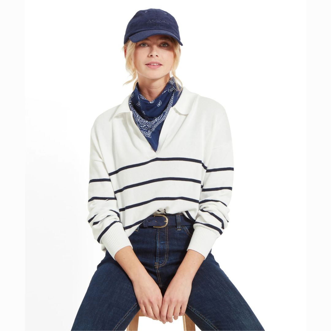 Schoffel Women's Roseland Jumper in Soft White & Navy