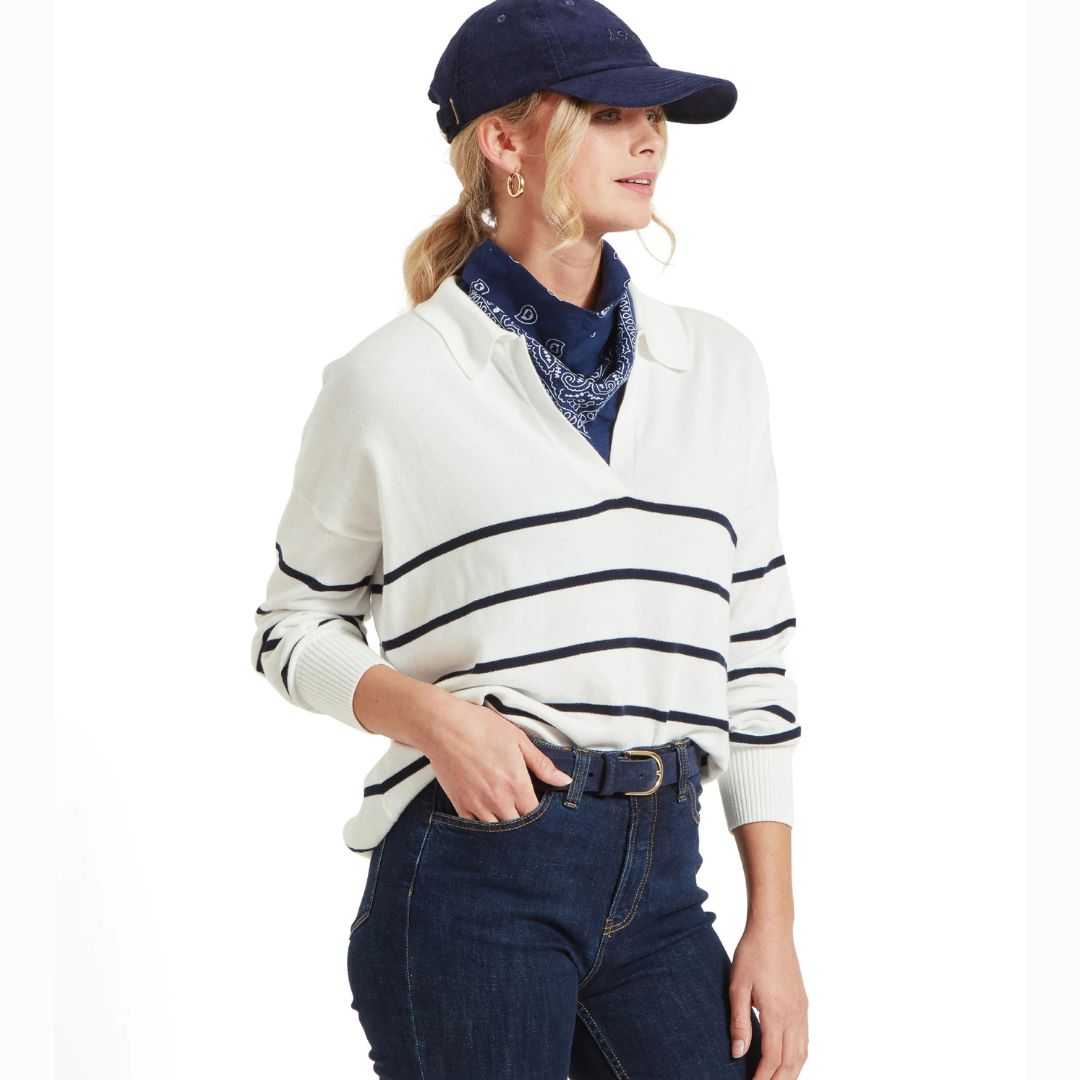 Schoffel Women's Roseland Jumper in Soft White & Navy