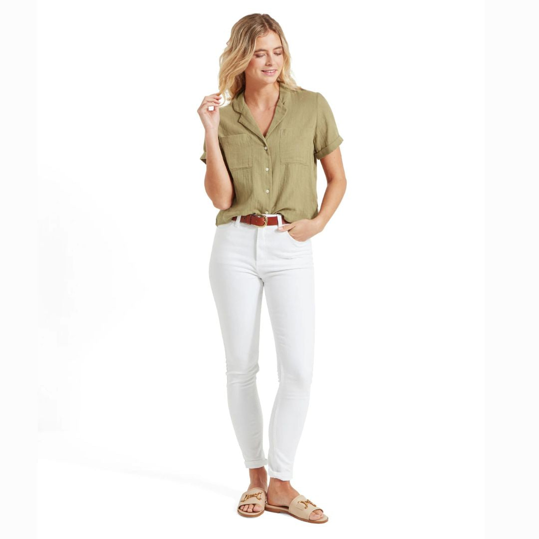Schoffel Women's Summerfield Shirt in Light Khaki Green