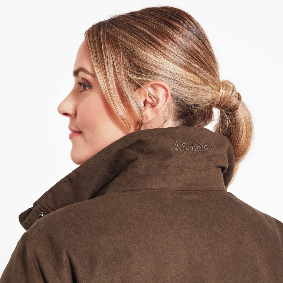 Schoffel Women's Teal Shooting Coat in Coffee Bean