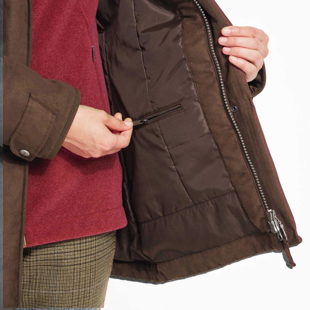 Schoffel Women's Teal Shooting Coat in Coffee Bean