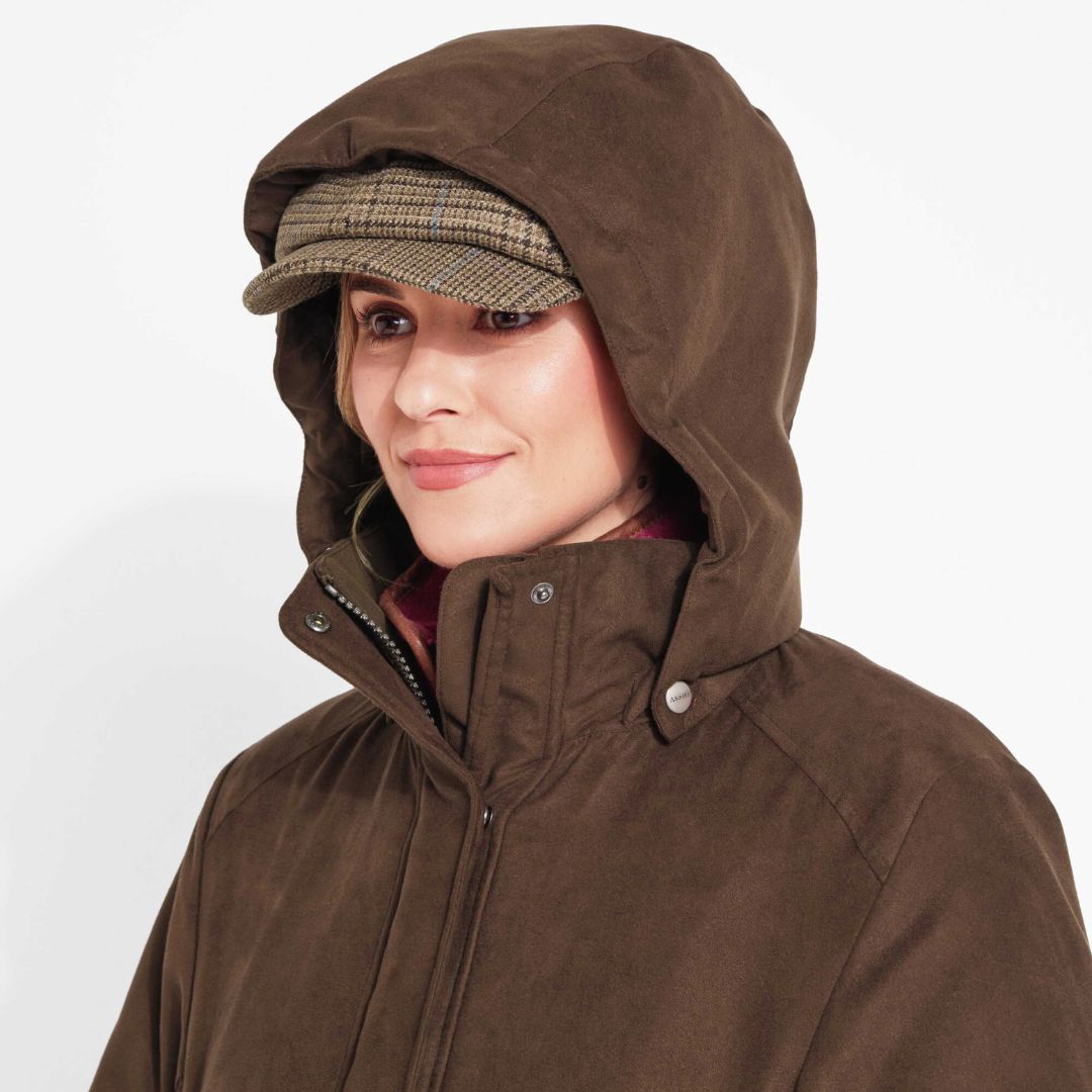 Schoffel Women's Teal Shooting Coat in Coffee Bean