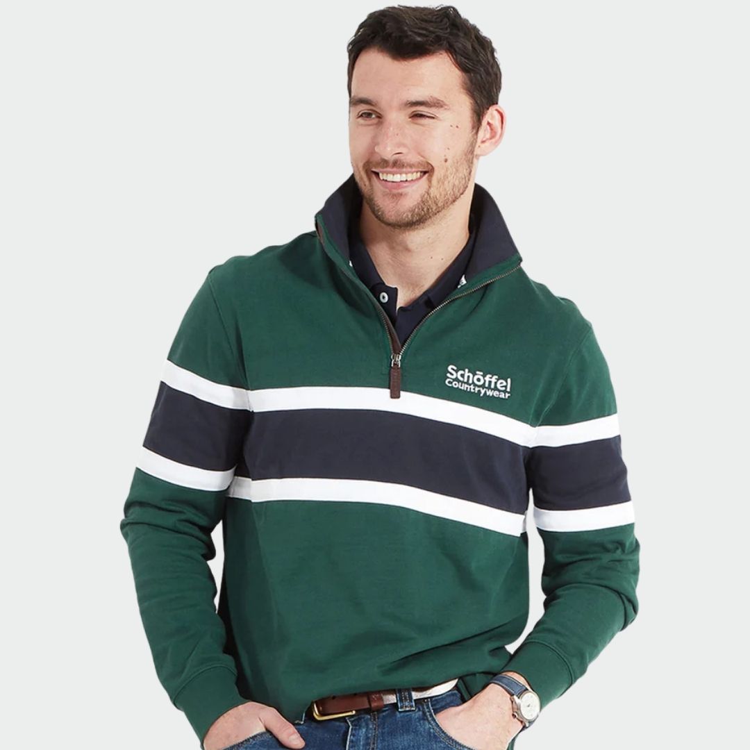 Schoffel Unisex Exmouth Quarter Zip Jumper in Pine Green