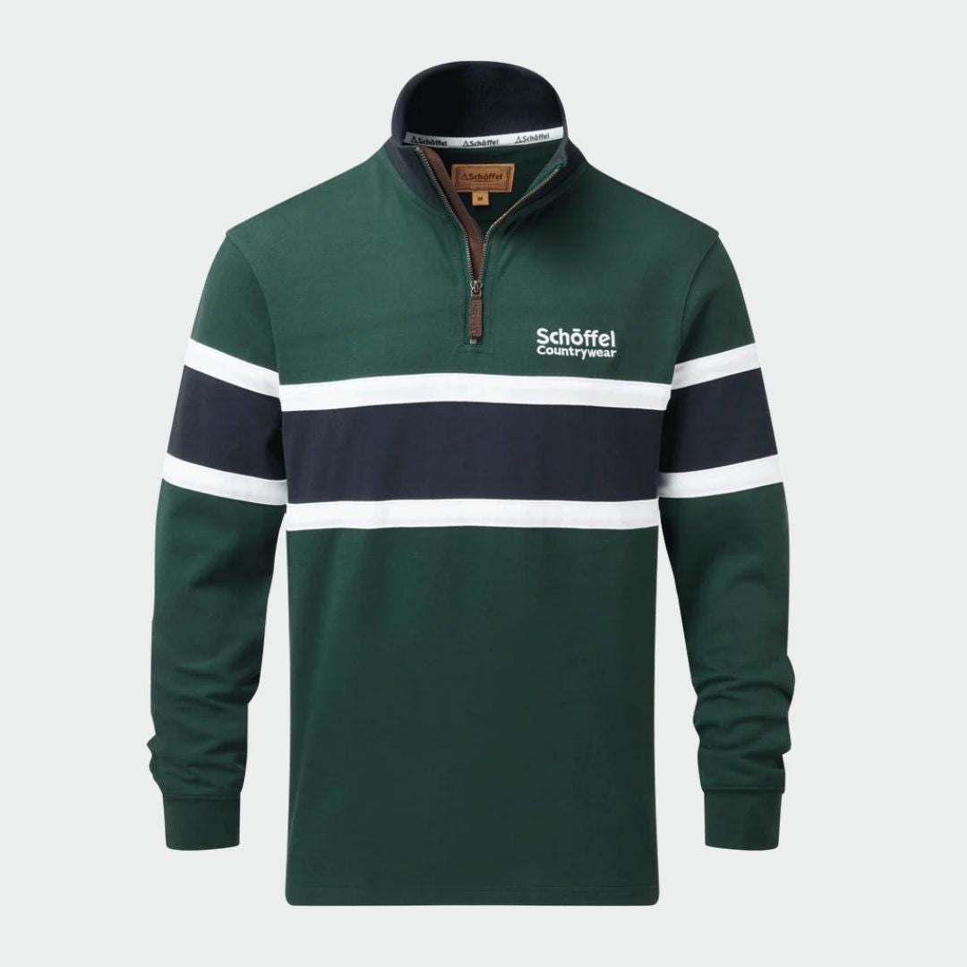 Schoffel Unisex Exmouth Quarter Zip Jumper in Pine Green