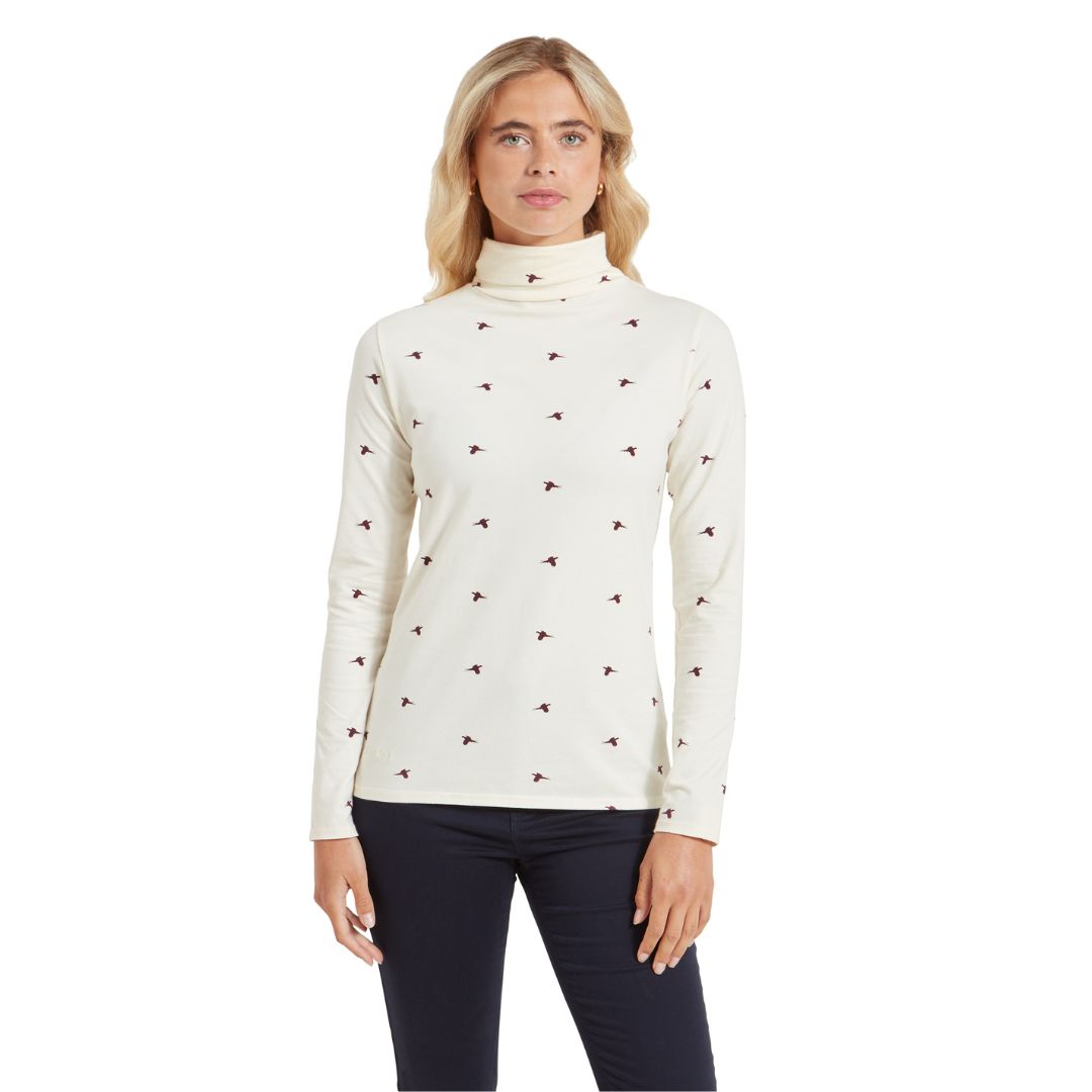 Schoffel Women's Malham Roll Neck Top in Wine Pheasant