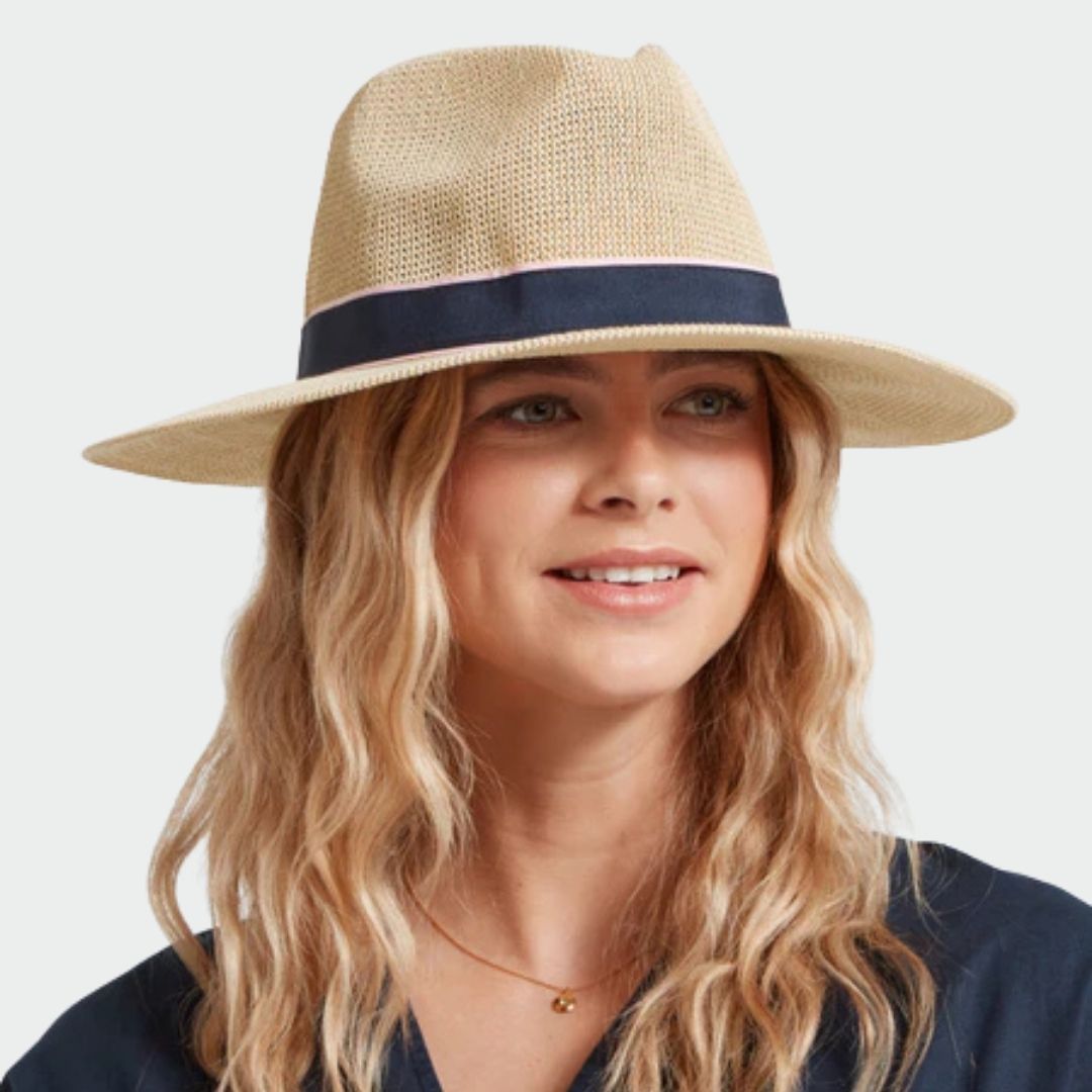 Schoffel Women's Porth Hat in Navy Pink Stripe