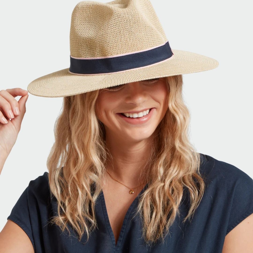 Schoffel Women's Porth Hat in Navy Pink Stripe