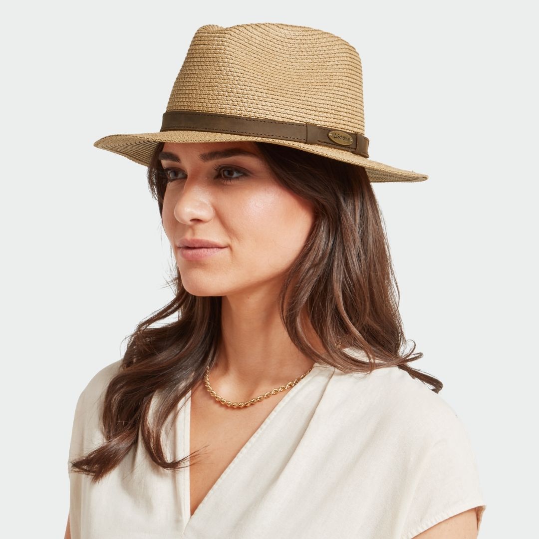 Schoffel Women's Rock Straw Fedora Hat in Straw