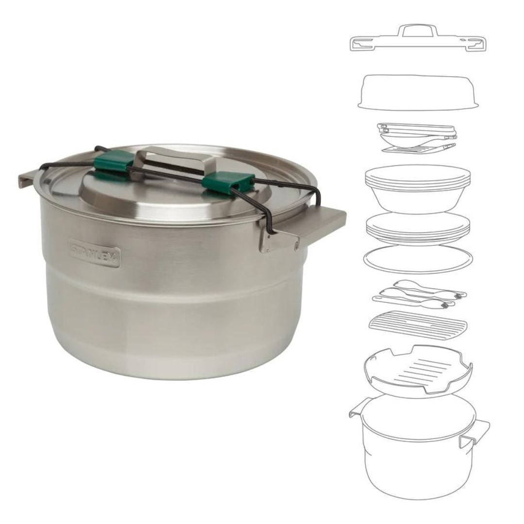 Stanley Adventure Full Kitchen Base Camp Cook Set in Stainless Steel (3.5L)