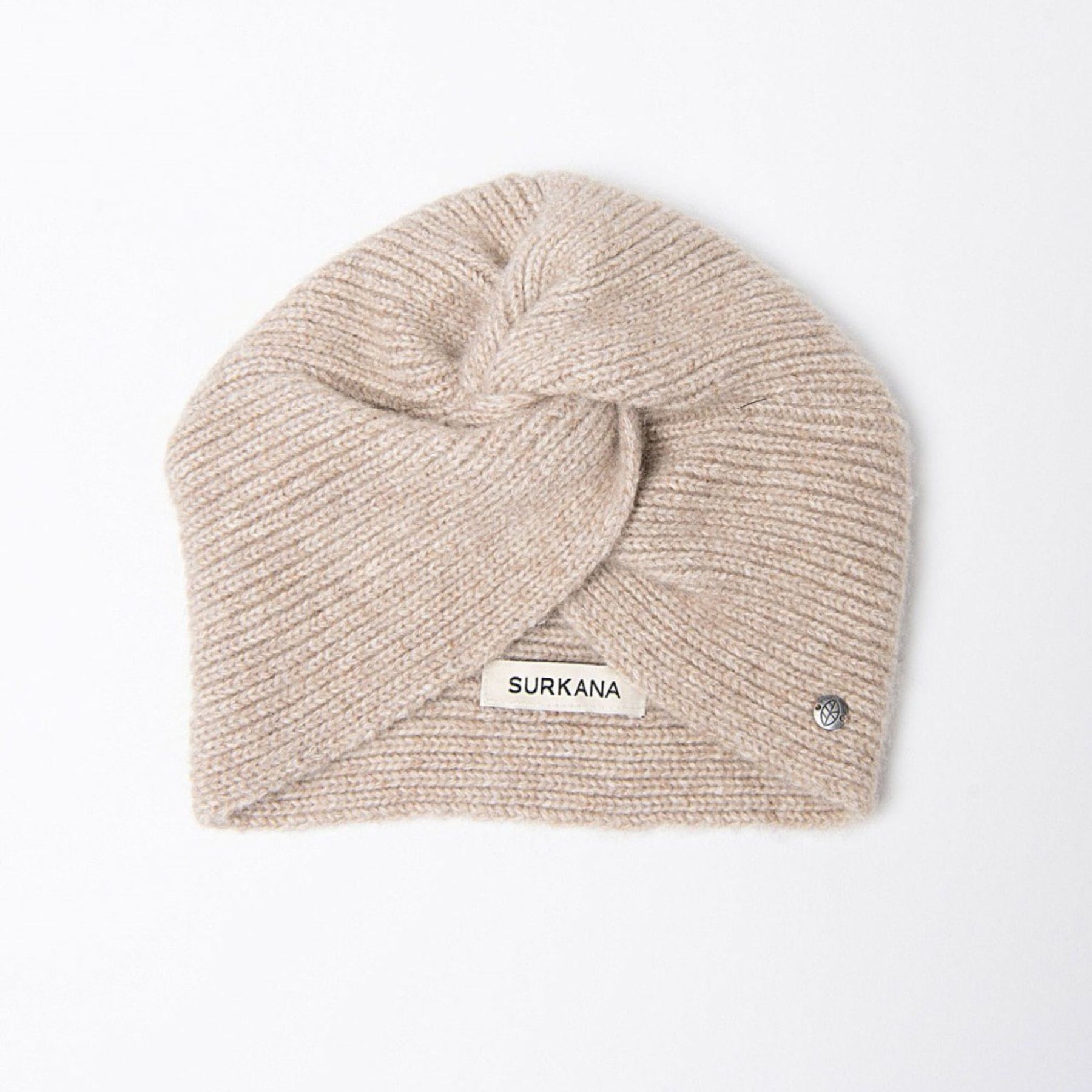 Surkana Gotu Knit Turban in Ecru