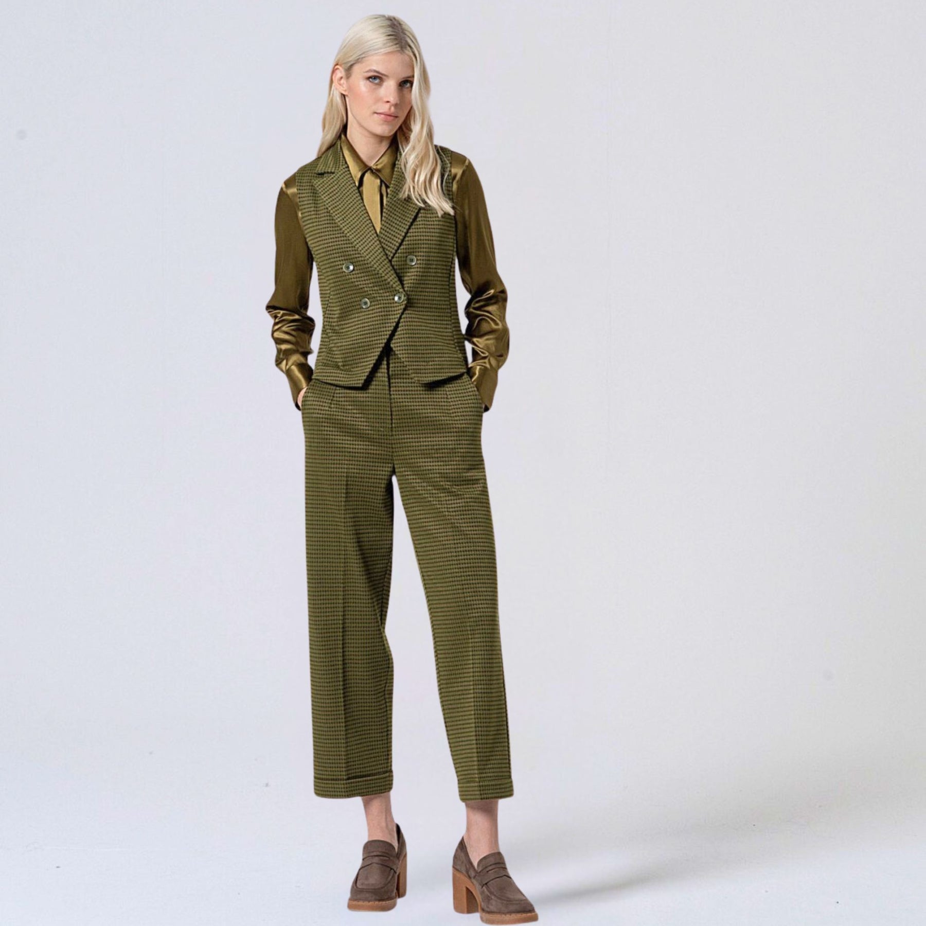 Surkana Women's Irpo Neck Tie Shirt in Khaki