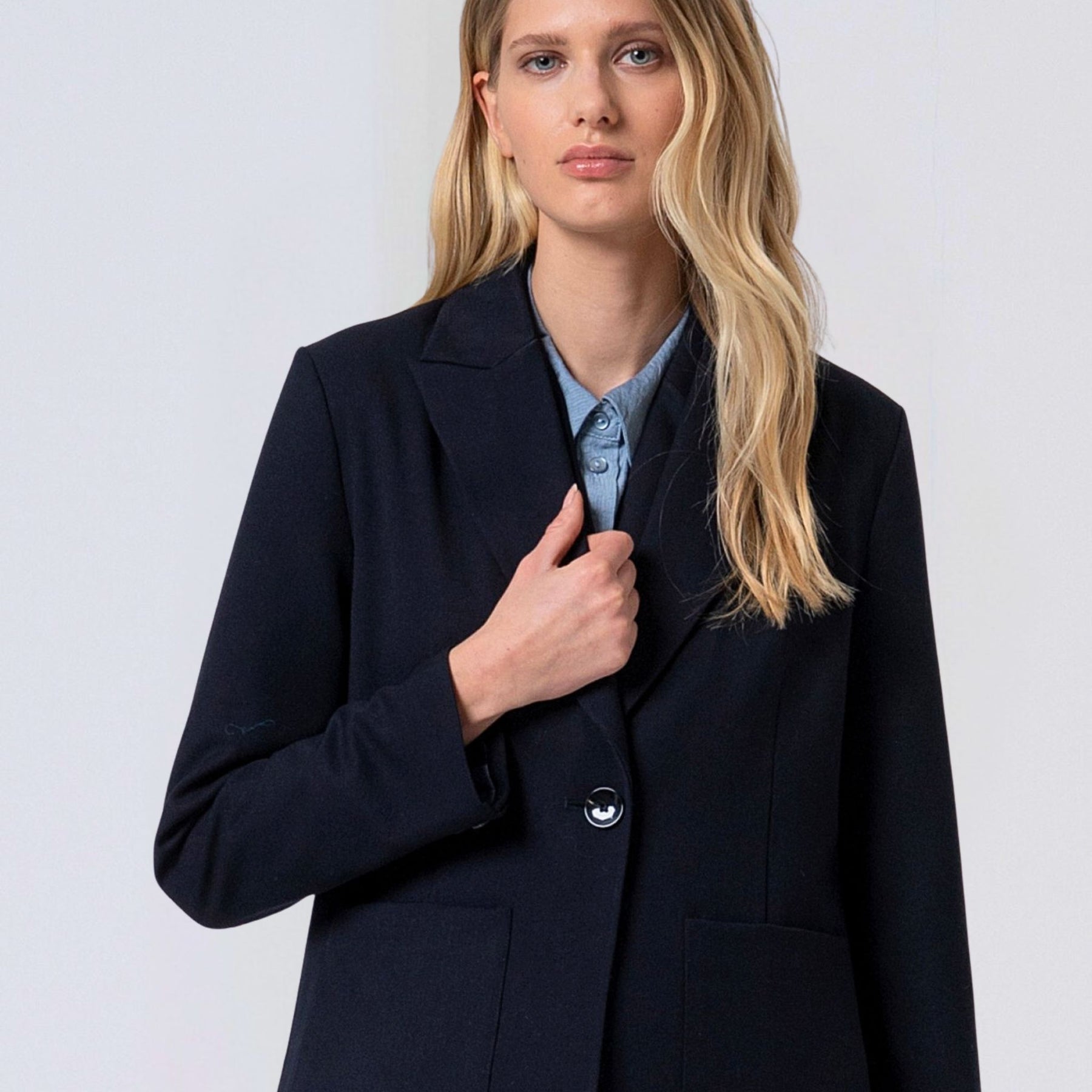 Surkana Women's Lily Printed Lining Blazer in Navy Blue