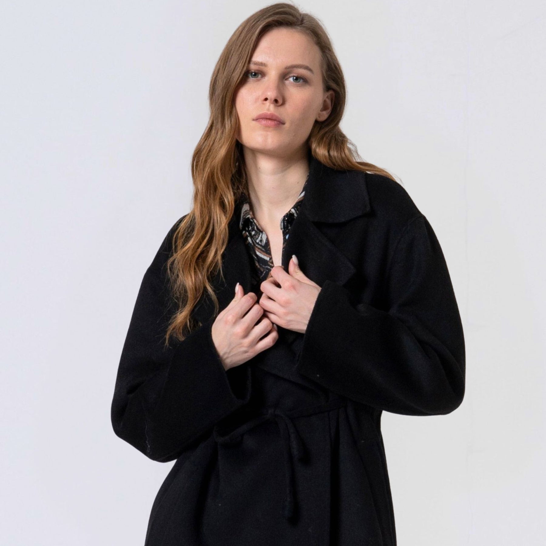 Surkana Women's Lina Handmade Wool Coat in Black