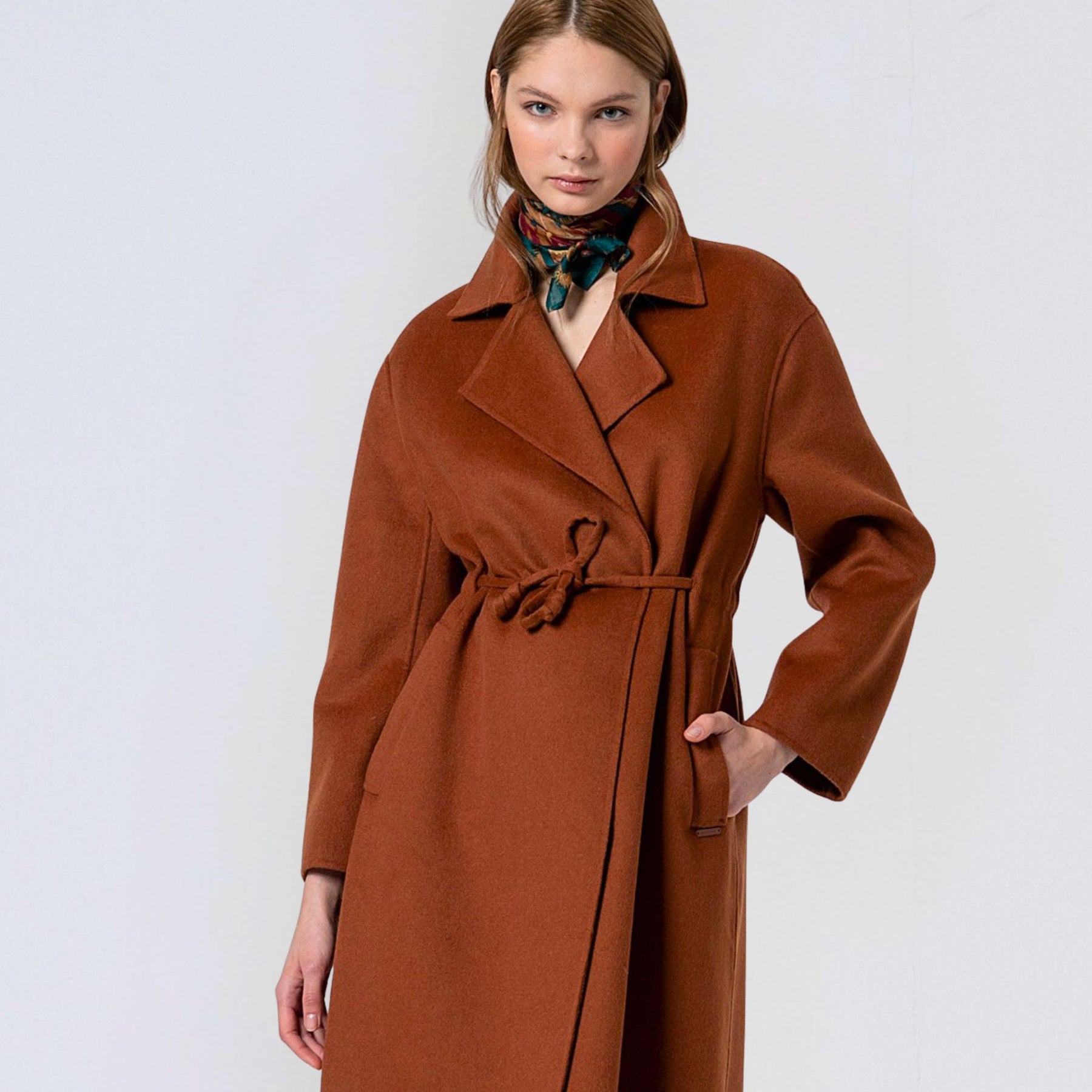 Surkana Women's Lina Handmade Wool Coat in Toffee