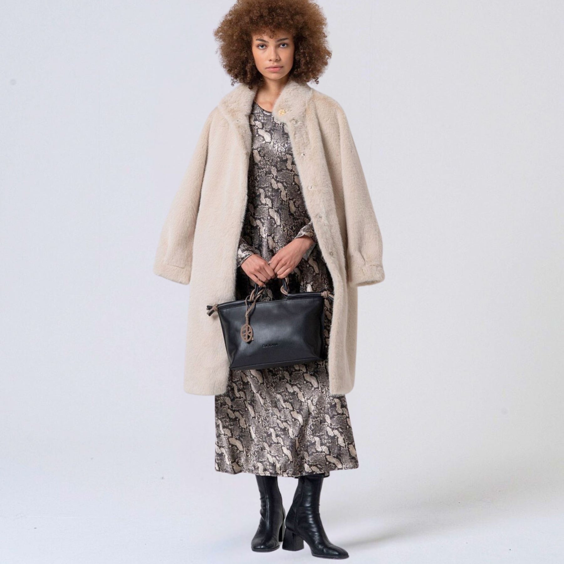 Surkana Women's Mady Long Animal-Print Dress in Grey