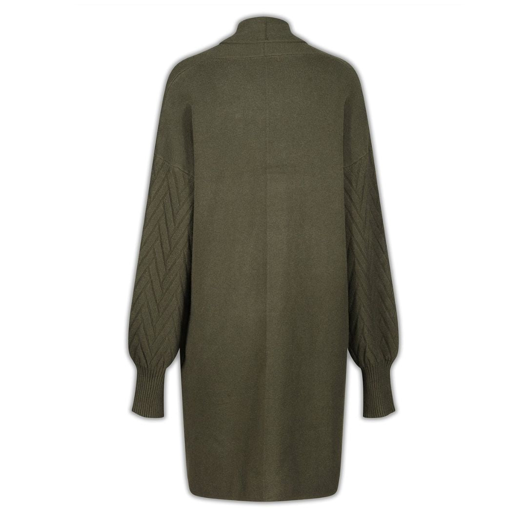 Welligogs Women's Cable Knit Cardigan in Khaki