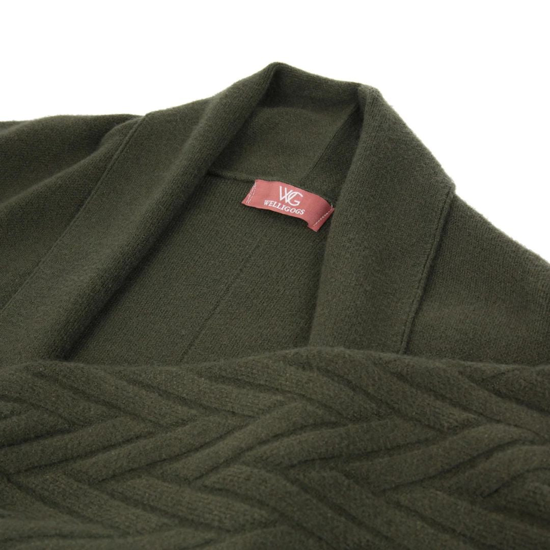 Welligogs Women's Cable Knit Cardigan in Khaki