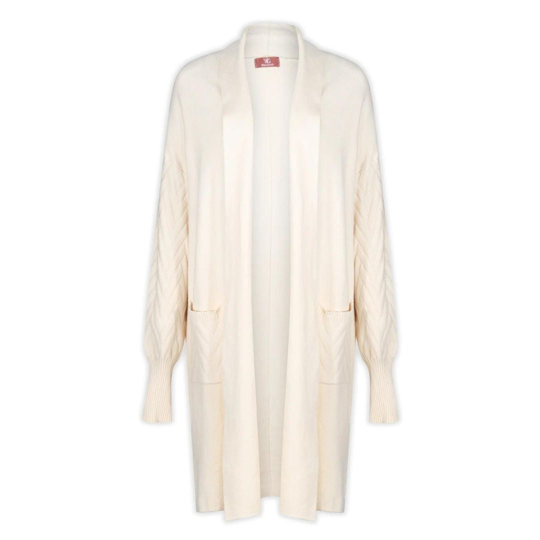 Welligogs Women's Cable Knit Cardigan in Oat