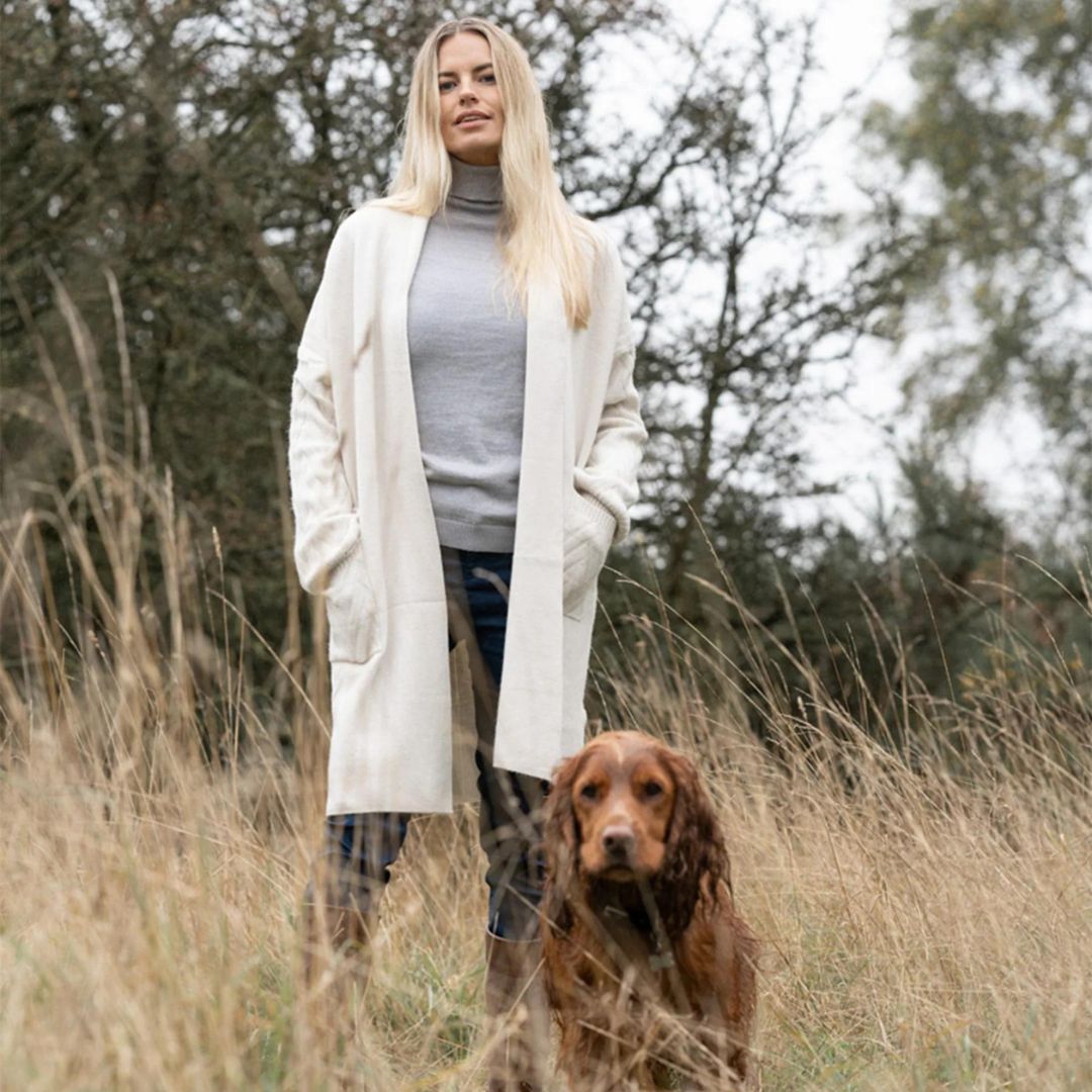 Welligogs Women's Cable Knit Cardigan in Oat