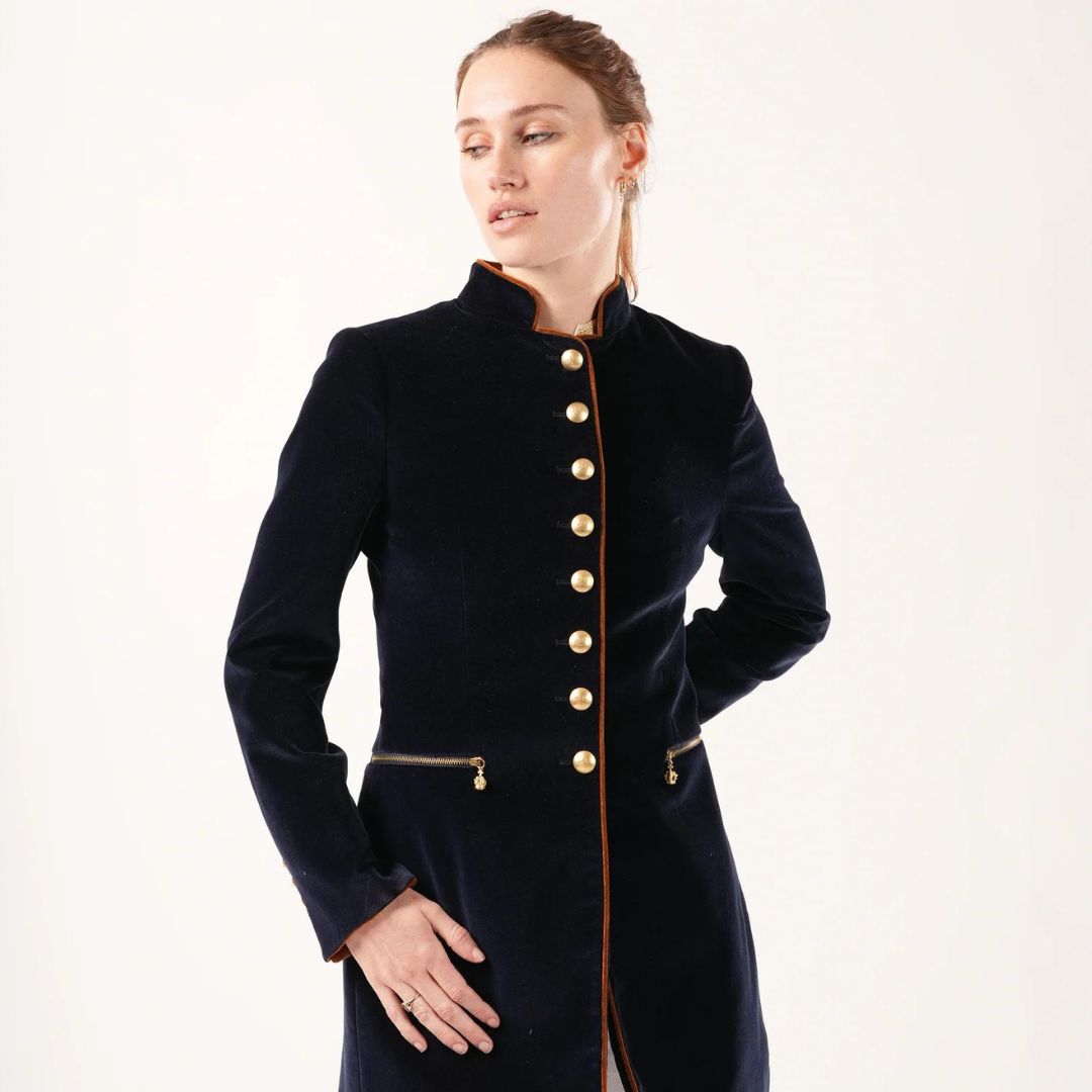 Welligogs Seville Velvet Coat in Navy