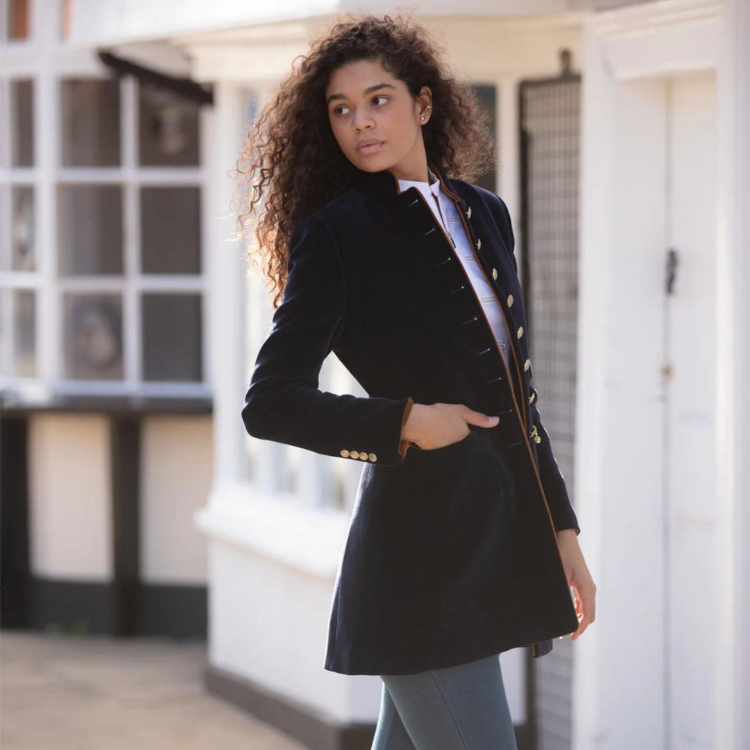 Welligogs Seville Velvet Coat in Navy