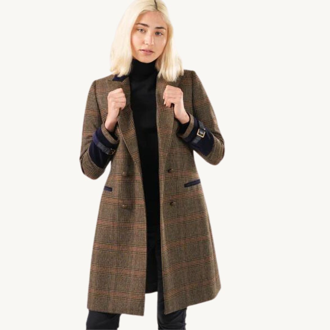 Welligogs Women's Kensington Wool Trench Coat in Midnight Blue