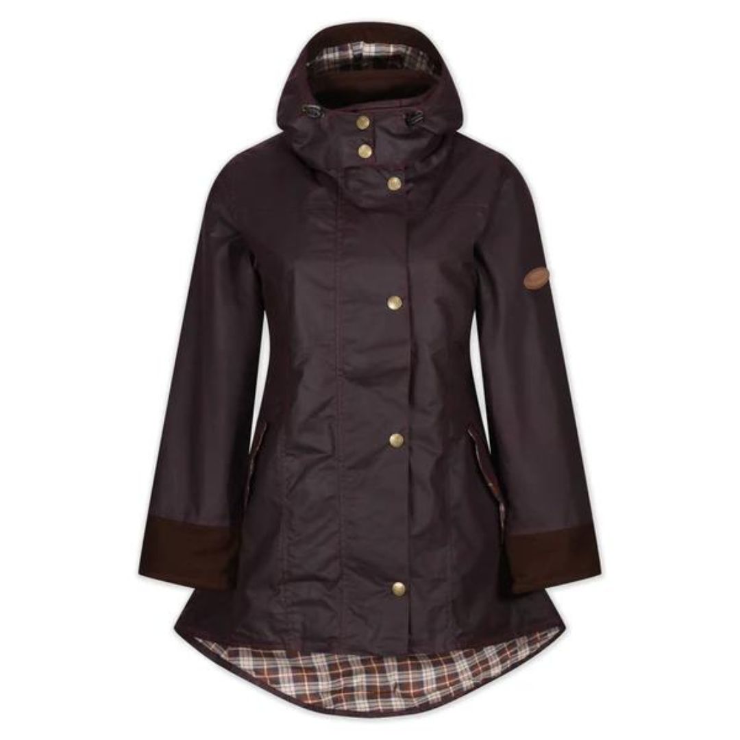 Welligogs Women's Louise Wax Coat in Mahogany