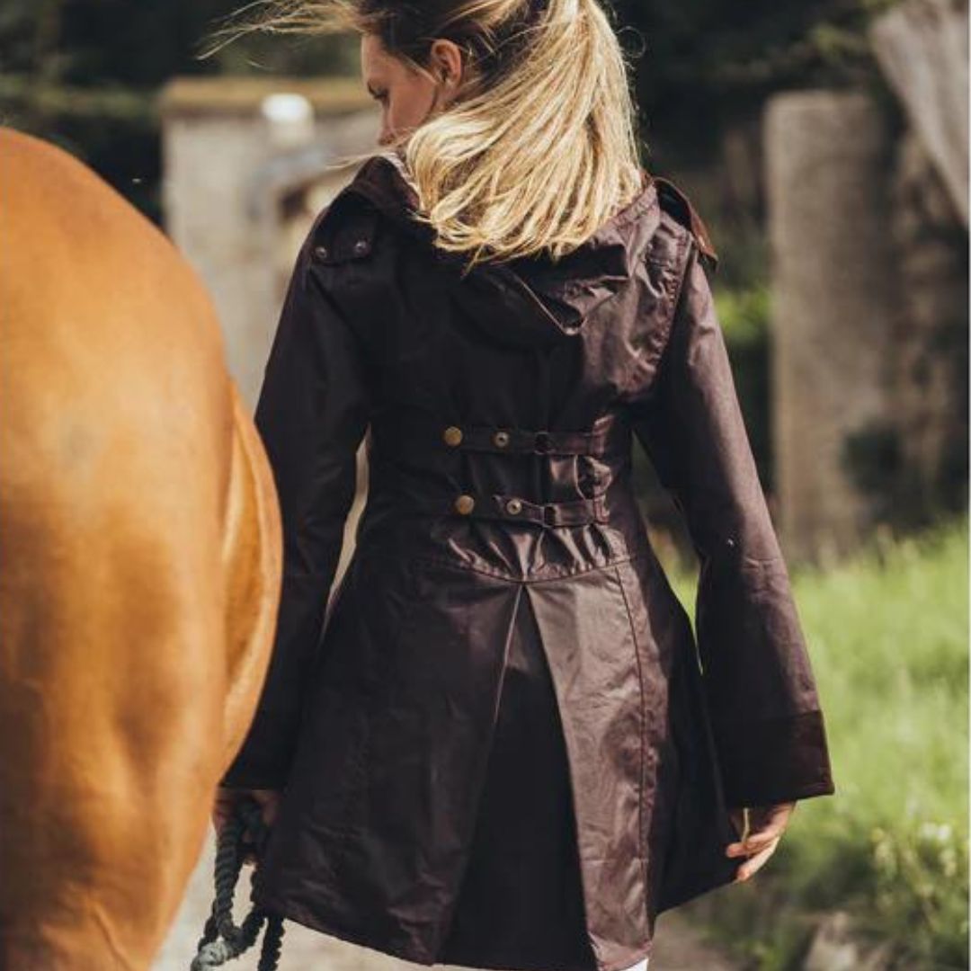 Welligogs Women's Louise Wax Coat in Mahogany