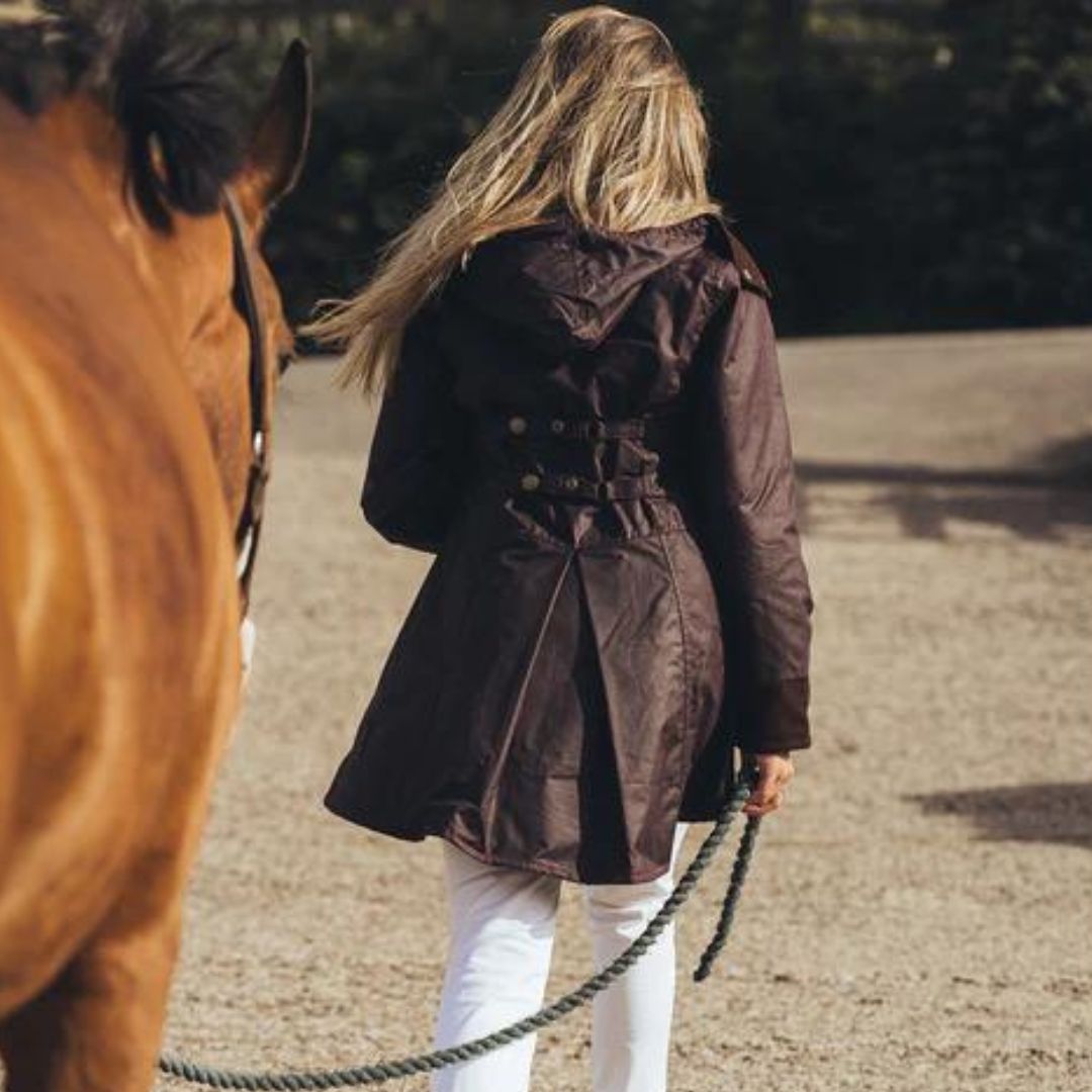 Welligogs Women's Louise Wax Coat in Mahogany