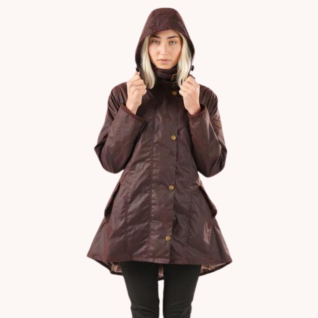 Welligogs Women's Louise Wax Coat in Mahogany