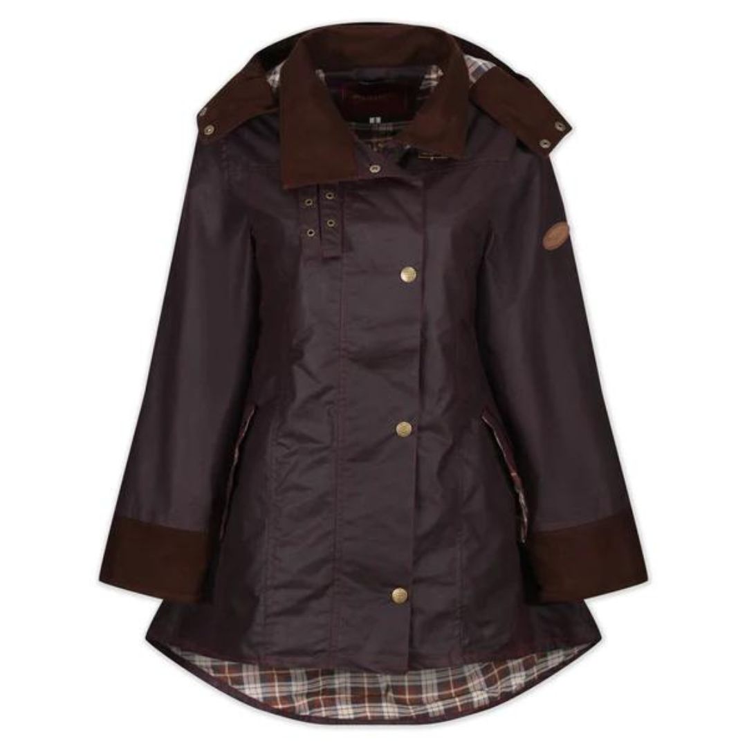 Welligogs Women's Louise Wax Coat in Mahogany