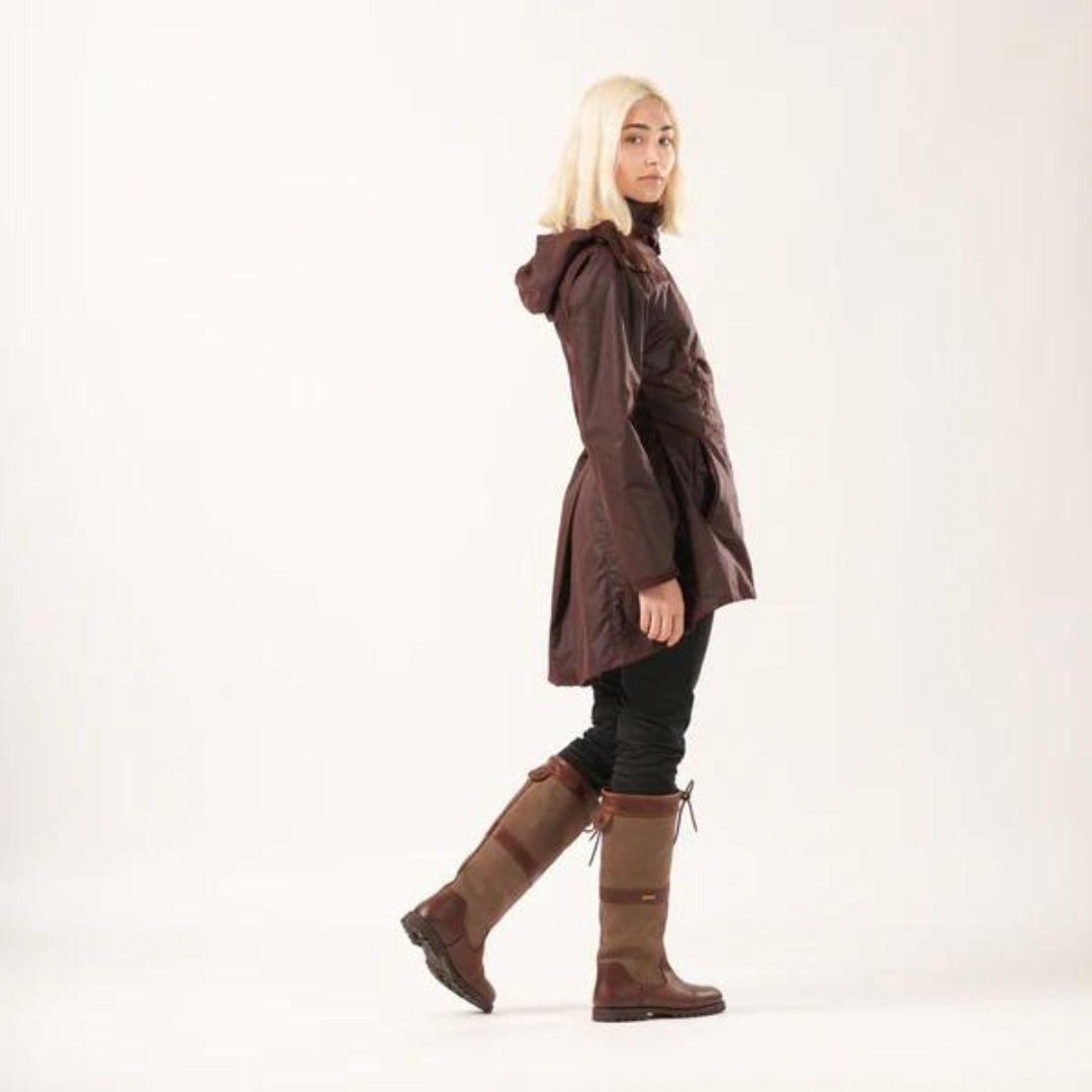 Welligogs Women's Louise Wax Coat in Mahogany