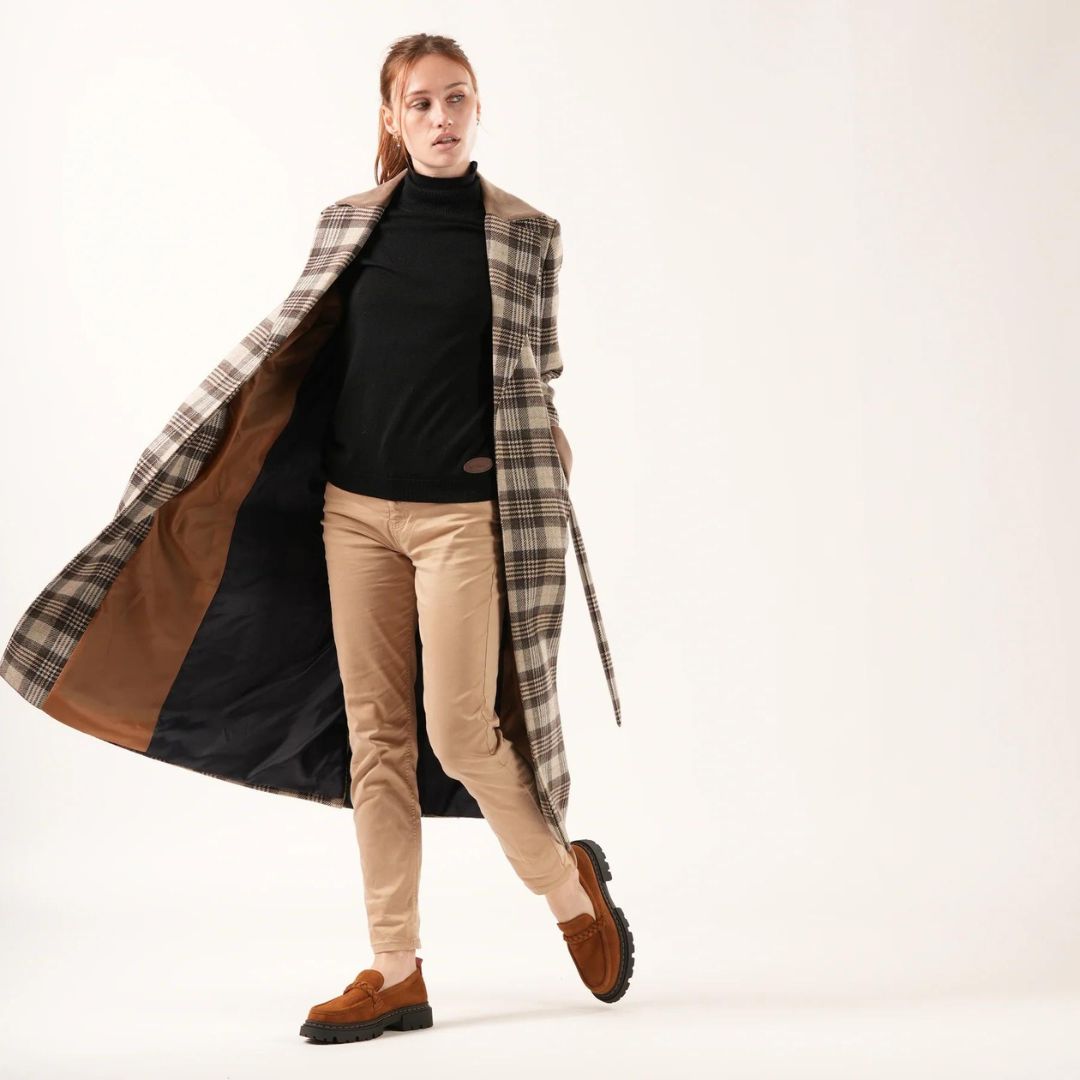 Welligogs Women's Paddington Long Coat in Check