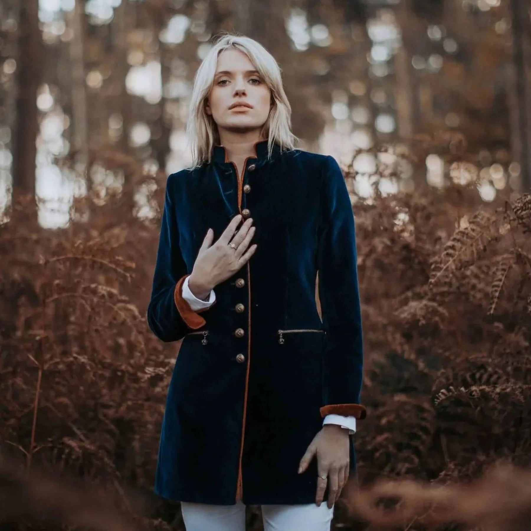 Welligogs Seville Velvet Coat in Navy