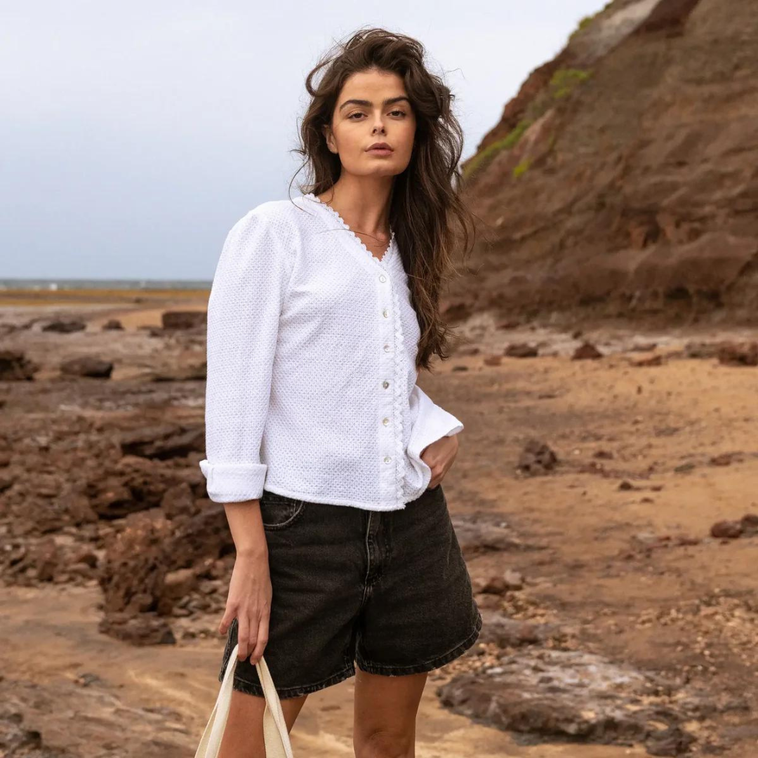 Welligogs Women's Millie Embroidered Blouse in White
