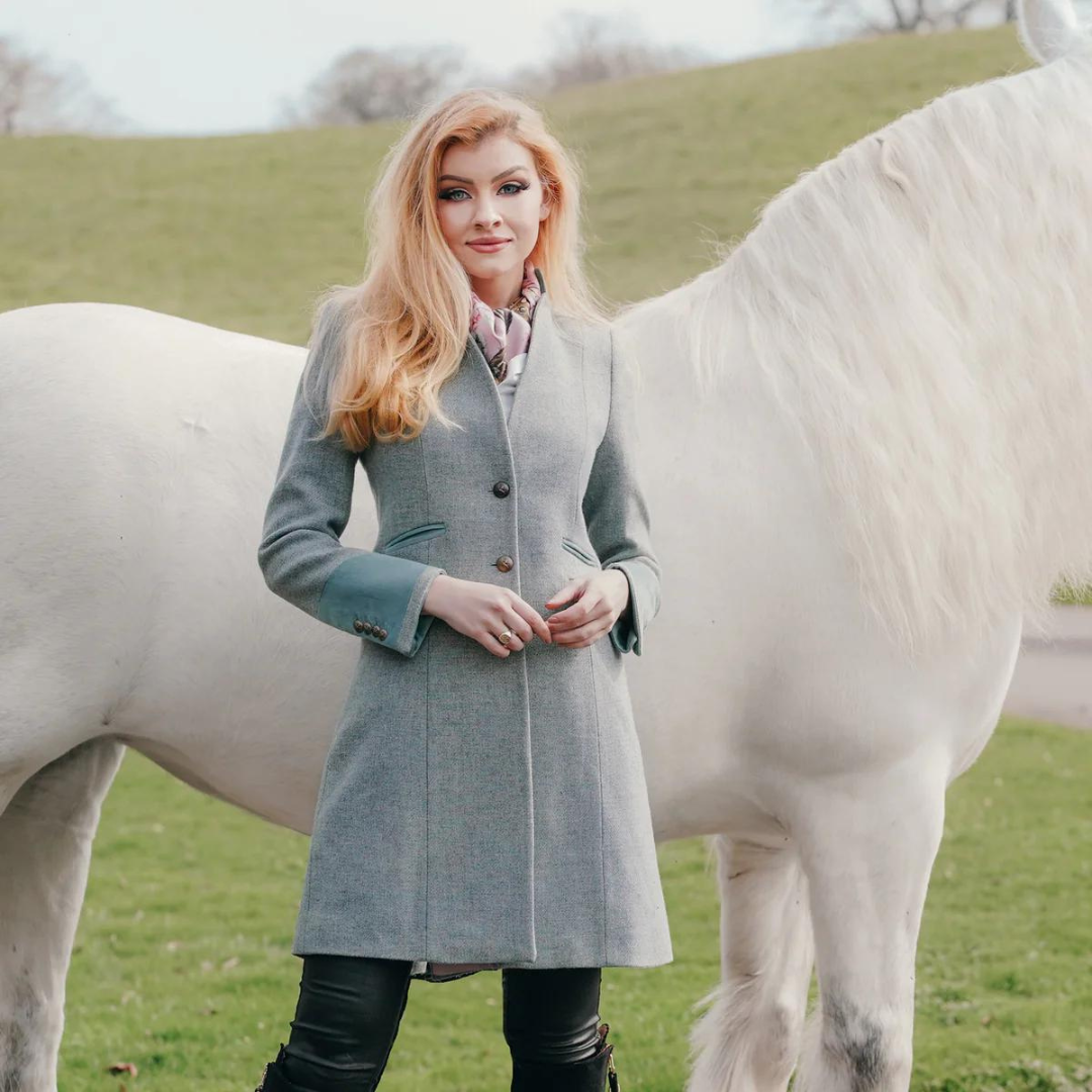 Welligogs Women's Oxford Wool Coat in Duck Egg Blue