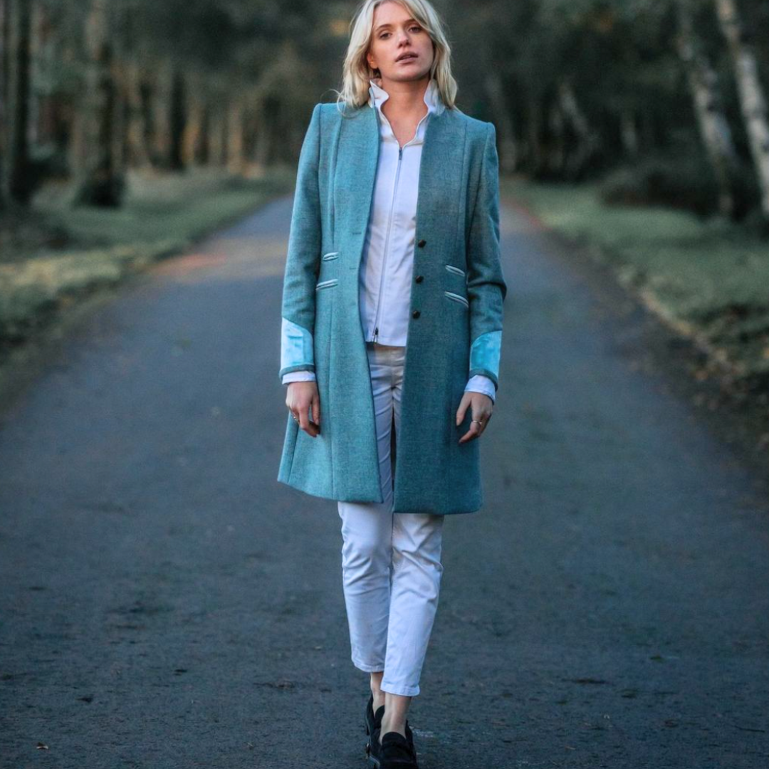 Welligogs Women's Oxford Wool Coat in Duck Egg Blue