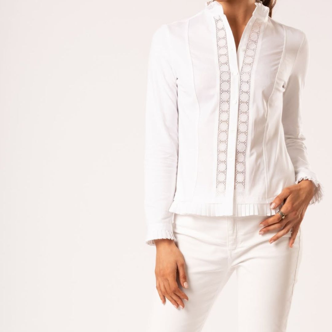 Welligogs Women's Phoebe Shirt in White Lace