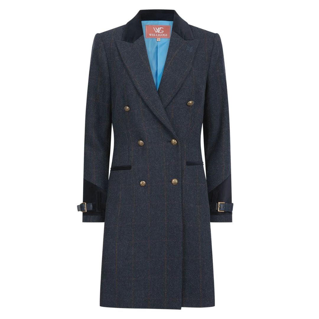 Welligogs Women s Kensington Wool Trench Coat in Navy