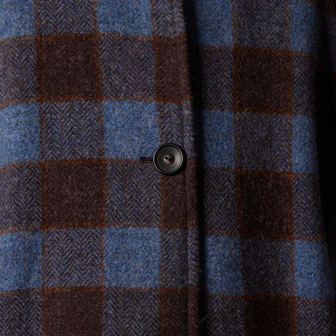Diega Women's Macialo Check Long Coat in Brown & Blue