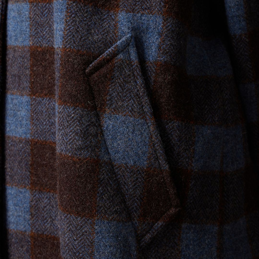 Diega Women's Macialo Check Long Coat in Brown & Blue