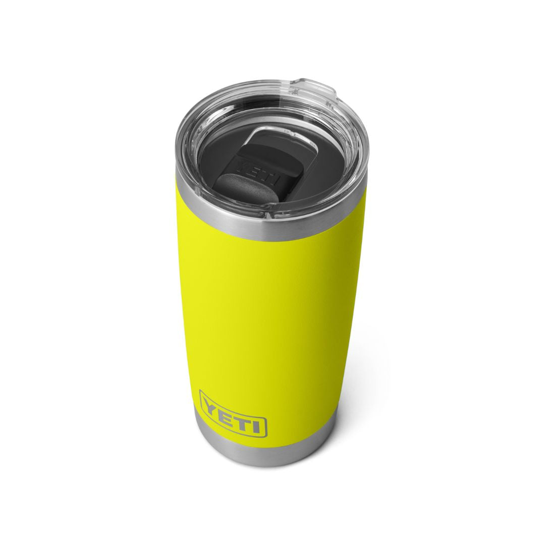 YETI Rambler 20 Oz Tumbler in Firefly Yellow (591ml) with Magslider Lid